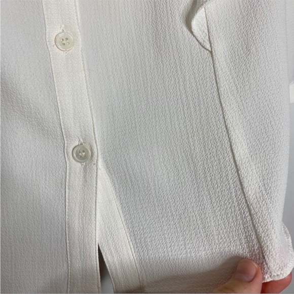 Veronica Beard Ruffle Shoulder Top Button Down 6 White - Picture 10 of 12